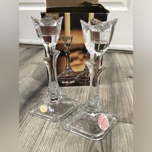 Vintage Toscany Classics 8” Tulip Candlesticks Holder Lead Crystal Candle Stands